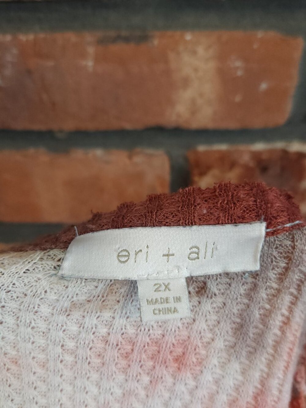 Eri + Ali Anthropologie Tallie Tie Dye Waffle Knit V-neck Peplum Top Women's 2X - Picture 7 of 7
